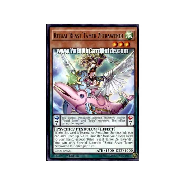Ritual Beast Tamer Zefrawendi (Rare) – Crossed Souls | Carta YUGIOH en México