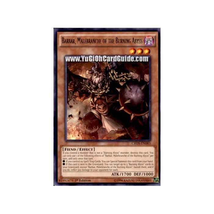Barbar, Malebranche of the Burning Abyss (Rare) – Crossed Souls | Carta YUGIOH en México