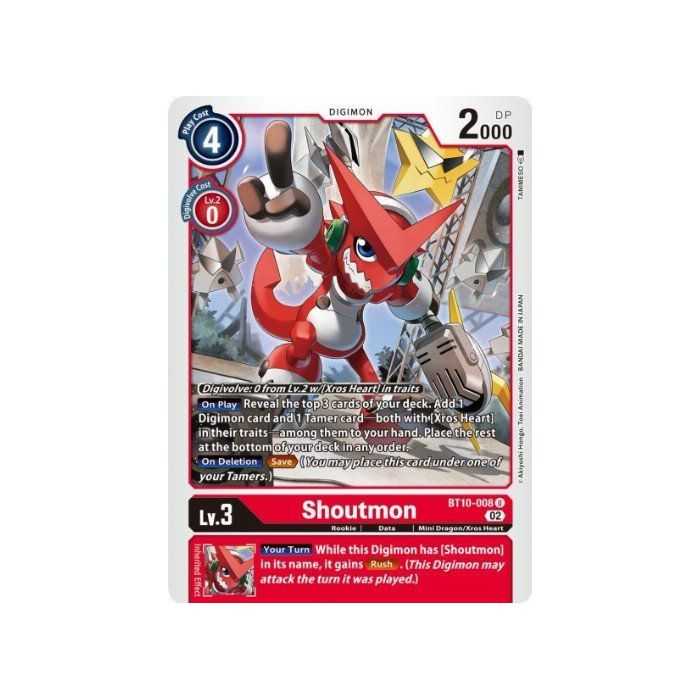 Shoutmon (Uncommon) – BT10 Xros Encounter | Carta DIGIMON en México
