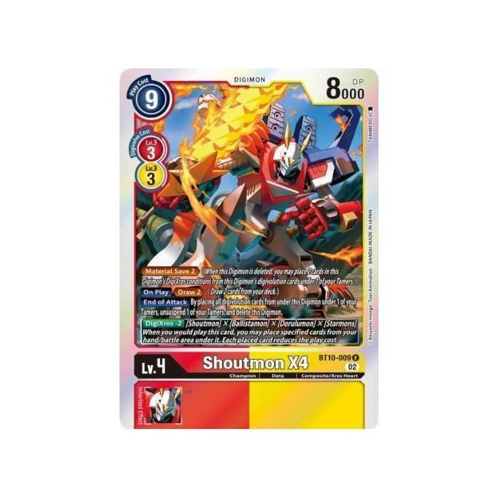 Shoutmon X4 (Rare) – BT10 Xros Encounter | Carta DIGIMON en México