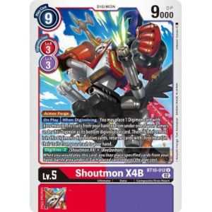 Shoutmon X4B (Uncommon) – BT10 Xros Encounter | Carta DIGIMON en México