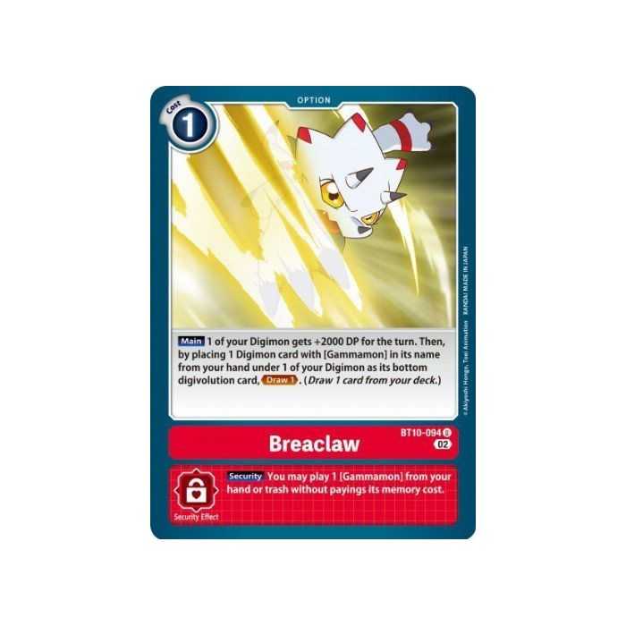 Breaclaw (Uncommon) – BT10 Xros Encounter | Carta DIGIMON en México