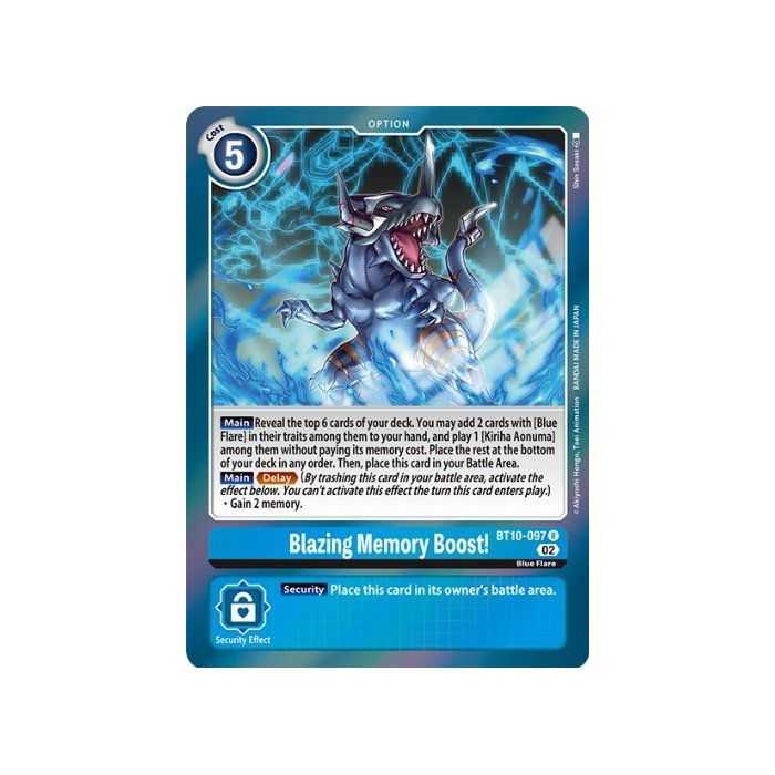 Blazing Memory Boost! (Rare) – BT10 Xros Encounter | Carta DIGIMON en México