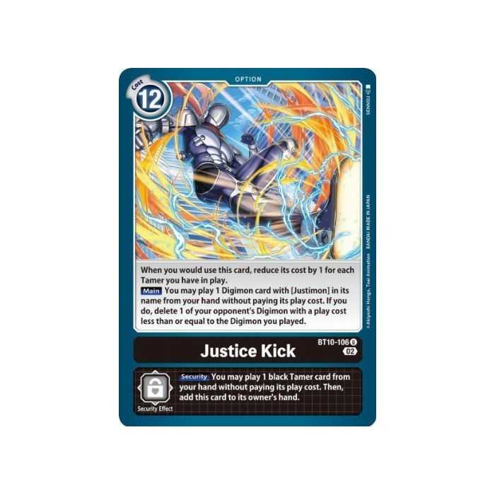 Justice Kick (Uncommon) – BT10 Xros Encounter | Carta DIGIMON en México