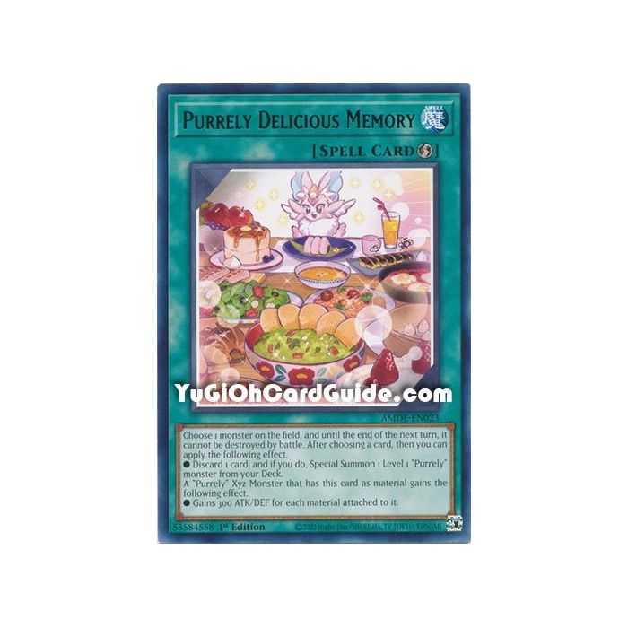Purrely Delicious Memory (Rare) – Amazing Defenders | Carta YUGIOH en México