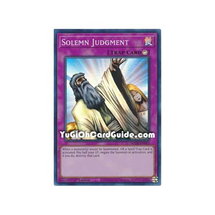 Solemn Judgment (Super Rare) – Maze of Memories | Carta YUGIOH en México