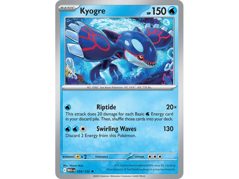 Kyogre (Rare/Reverse Holofoil) – ME01 Mega Evolution | Carta POKEMON en México