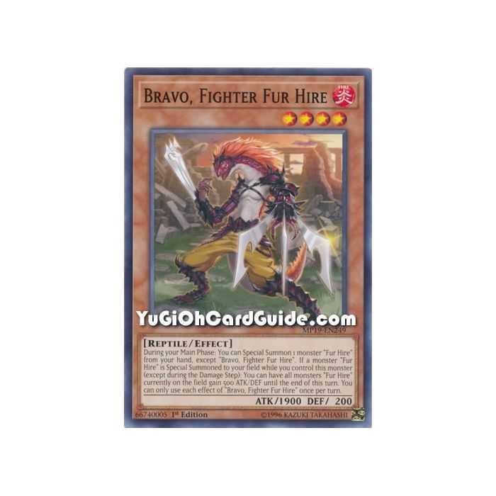 Bravo, Fighter Fur Hire (Common) – 2019 Gold Sarcophagus Mega Pack | Carta YUGIOH en México