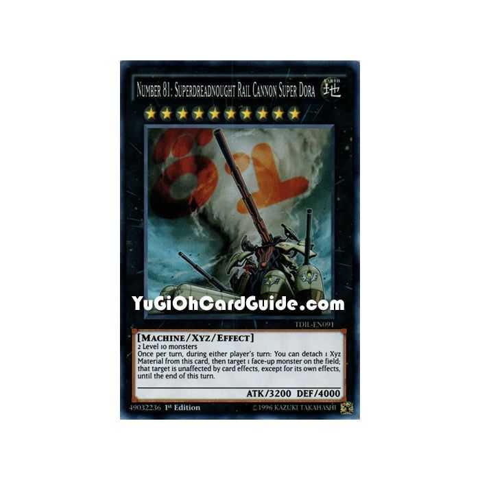 Number 81: Superdreadnought Rail Cannon Super Dora (Super Rare) – The Dark Illusion | Carta YUGIOH en México