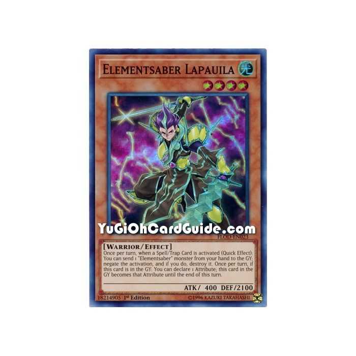 Elementsaber Lapauila (Super Rare) – Flames of Destruction | Carta YUGIOH en México