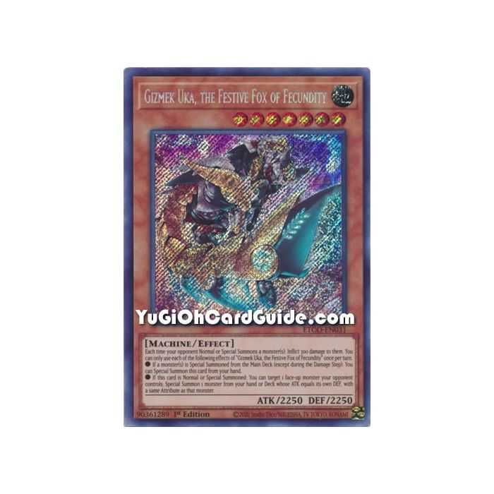 Gizmek Uka, the Festive Fox of Fecundity (Secret Rare) – Eternity Code | Carta YUGIOH en México