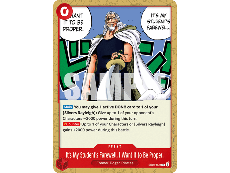 It's My Student's Farewell. I Want It to Be Proper. (C)